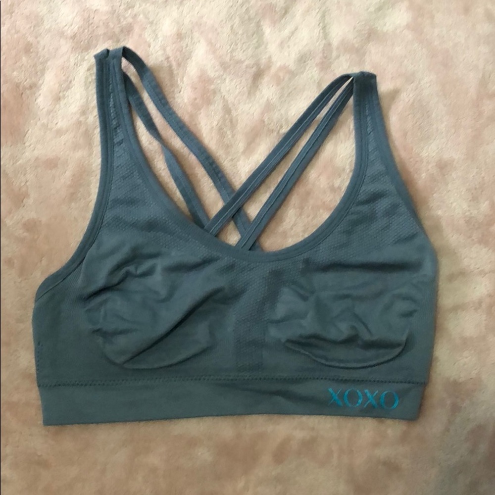 Grey cross back sports bra